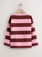 Pink/Brown Stripe Long Sleeve Textured Tops 2 Pack (3-16yrs) - Image 3 of 6