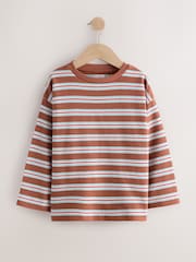Pink/Brown Stripe Long Sleeve Textured Tops 2 Pack (3-16yrs) - Image 4 of 6