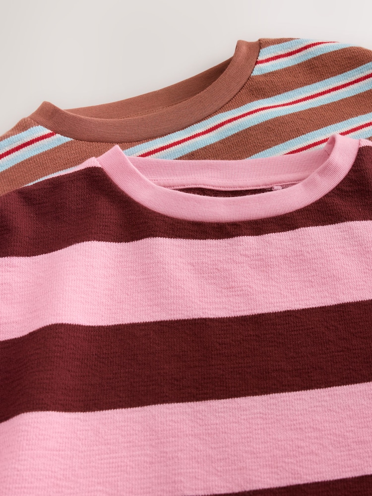 Pink/Brown Stripe Long Sleeve Textured Tops 2 Pack (3-16yrs) - Image 6 of 6 Pink/Brown Stripe Long Sleeve Textured Tops 2 Pack (3-16yrs) - Image 6 of 6