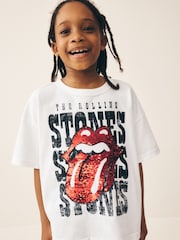 Ecru Sequin Rolling Stones Oversized T-Shirt (3-16yrs) - Image 1 of 9