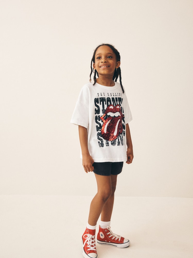 Ecru Sequin Rolling Stones Oversized T-Shirt (3-16yrs) - Image 2 of 9 Ecru Sequin Rolling Stones Oversized T-Shirt (3-16yrs) - Image 2 of 9