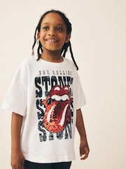 Ecru Sequin Rolling Stones Oversized T-Shirt (3-16yrs) - Image 3 of 9