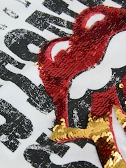 Ecru Sequin Rolling Stones Oversized T-Shirt (3-16yrs) - Image 8 of 9