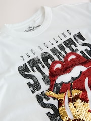 Ecru Sequin Rolling Stones Oversized T-Shirt (3-16yrs) - Image 9 of 9