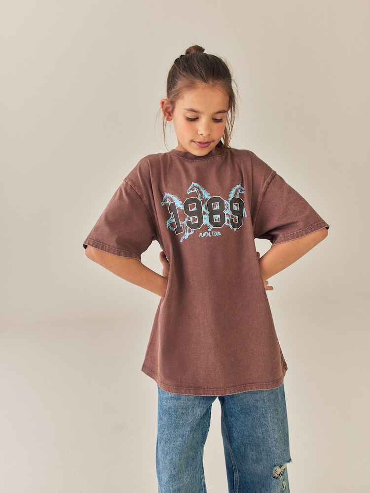Brown Horse Oversized Graphic T-Shirt (3-16yrs) - Image 1 of 5