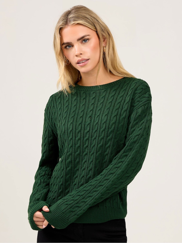 M&Co Green Petite Mini Cable Jumper - Image 1 of 5 M&Co Green Petite Mini Cable Jumper - Image 1 of 5