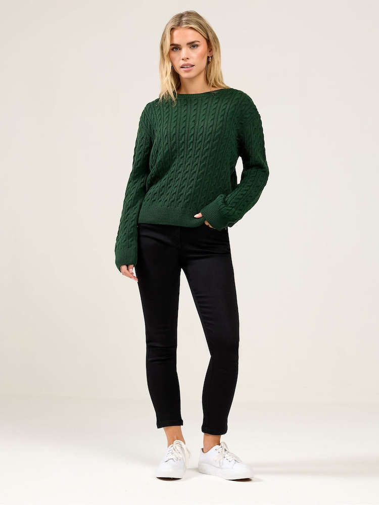 M&Co Green Petite Mini Cable Jumper - Image 2 of 5 M&Co Green Petite Mini Cable Jumper - Image 2 of 5