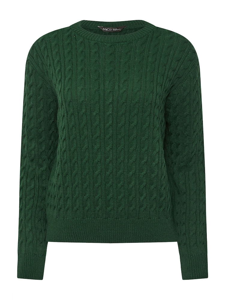 M&Co Green Petite Mini Cable Jumper - Image 5 of 5 M&Co Green Petite Mini Cable Jumper - Image 5 of 5