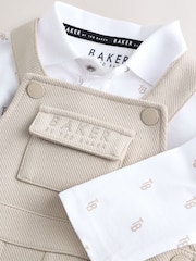 Baker by Ted Baker Stone Textured Dungaree and All Over Print Polo Shirt Set - Image 3 of 9