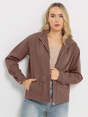 Long Tall Sally Brown Funnel Neck Jacket - Image 1 of 5