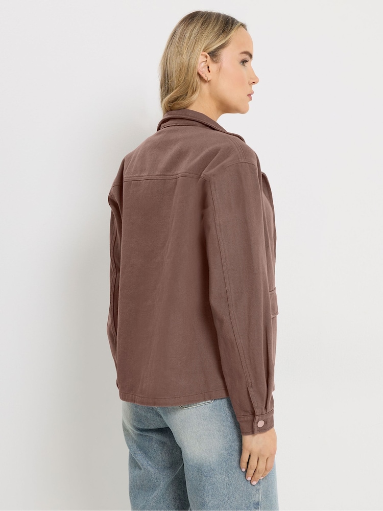 Long Tall Sally Brown Funnel Neck Jacket - Image 2 of 5 Long Tall Sally Brown Funnel Neck Jacket - Image 2 of 5