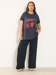 Yours Curve Grey Placement Core T-Shirt - Image 3 of 5