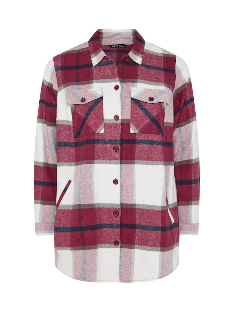 Yours Curve Red Check Shacket - Image 5 of 5 Yours Curve Red Check Shacket - Image 5 of 5