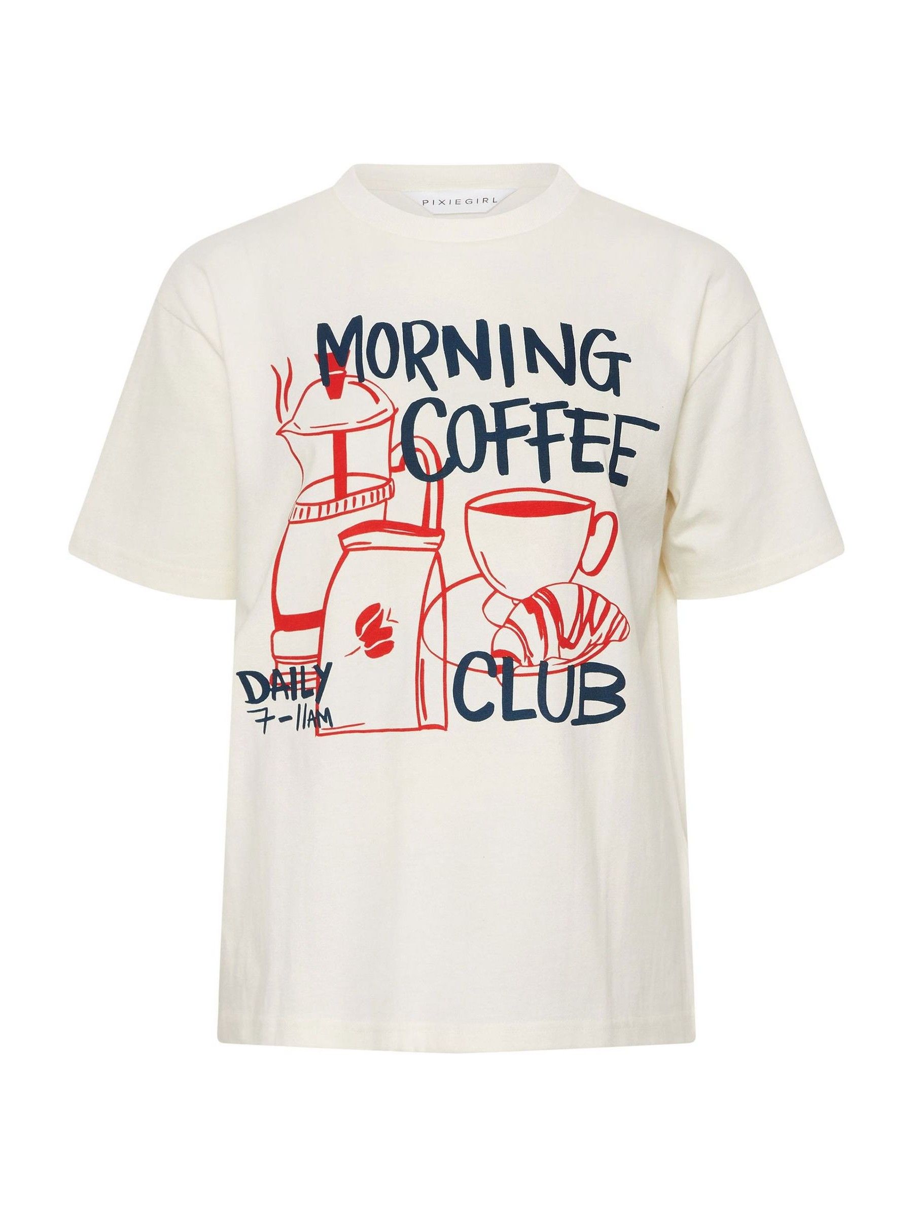 Buy PixieGirl Petite Natural Coffee Club Oversized T-Shirt from