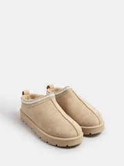 Yours Curve Natural Faux Suede Embroidered Mules - Image 3 of 5