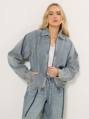 Long Tall Sally Denim Collar Bomber Jacket - Bilde 3 av 6