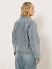 Long Tall Sally Denim Collar Bomber Jacket - Bilde 5 av 6