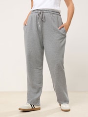 Yours Curve Grey Tie Waist Joggers - Image 1 of 5