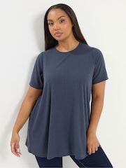 Yours Curve Grey Ribbed Swing Top - Image 1 of 5