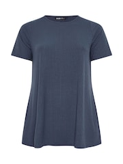 Yours Curve Grey Ribbed Swing Top - Image 5 of 5