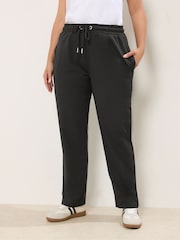 Yours Curve Denim Black Tie Waist Joggers - Image 1 of 5