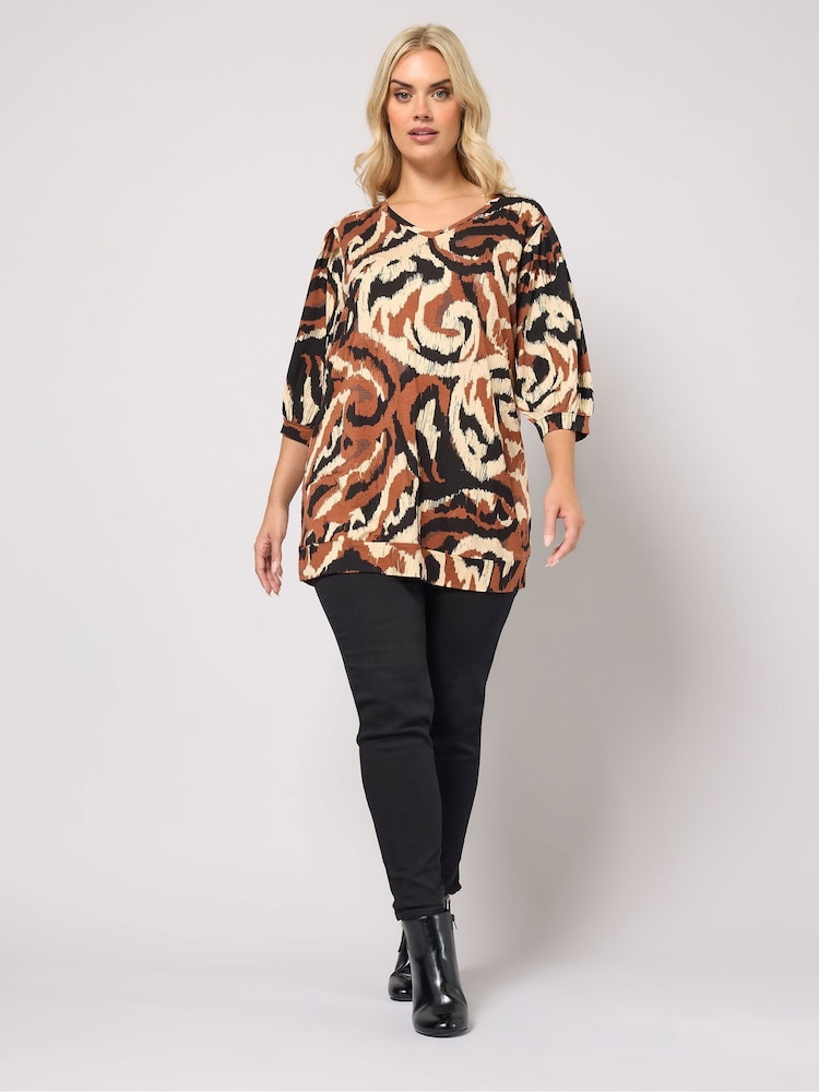 Yours Curve Denim Black Balloon Sleeve Top - Image 2 of 5 Yours Curve Denim Black Balloon Sleeve Top - Image 2 of 5