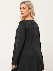 Yours Curve Black Long Sleeve Ribbed Top - Image 3 of 5