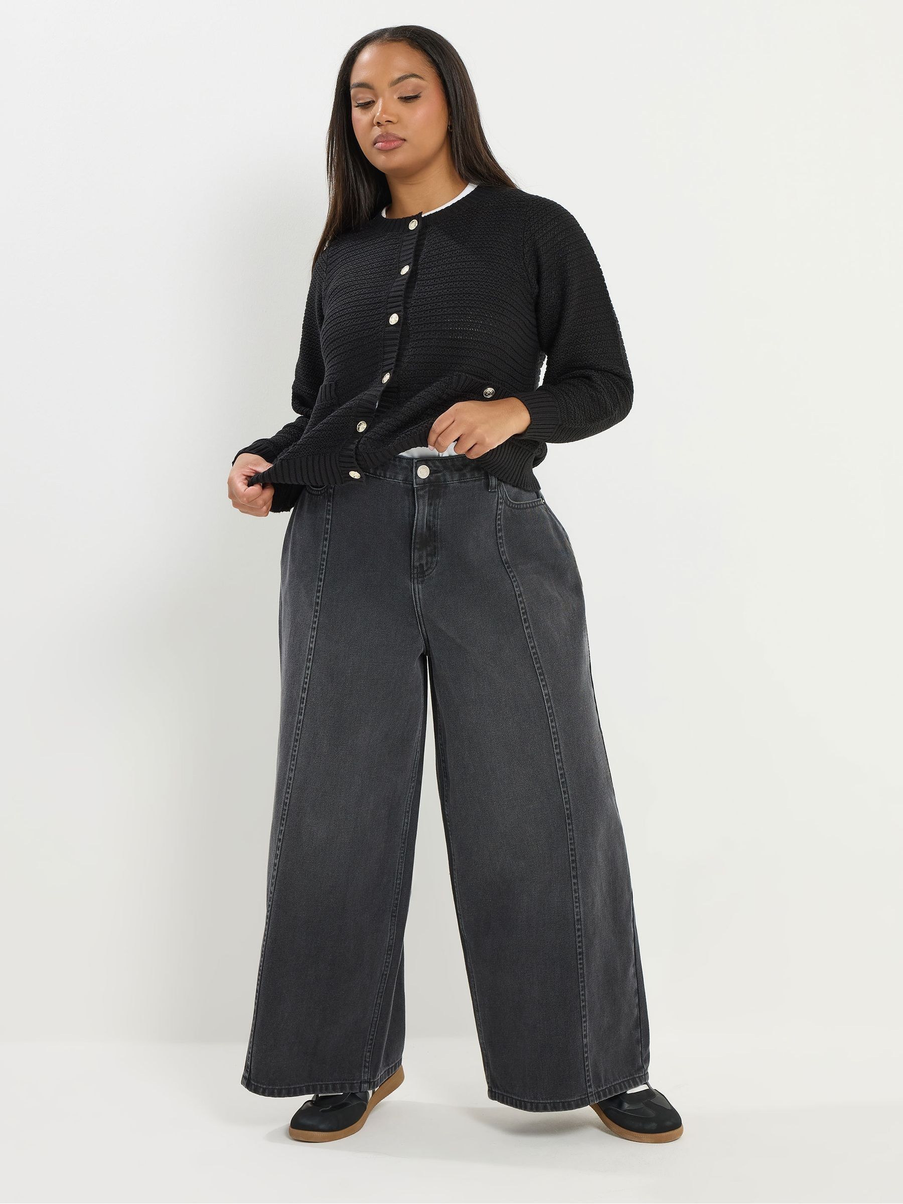 Buy Yours Curve Black Rigid Plazzo Front Seam Jeans from Next USA