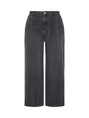 Yours Curve Black Rigid Plazzo Front Seam Jeans - Image 6 of 6