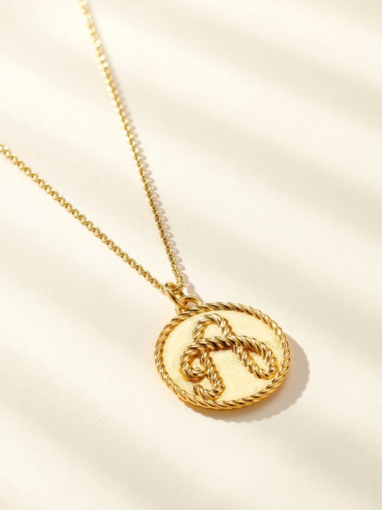Posh Totty Designs Gold Plated Rope Initial Disc Necklace - Image 1 of 4