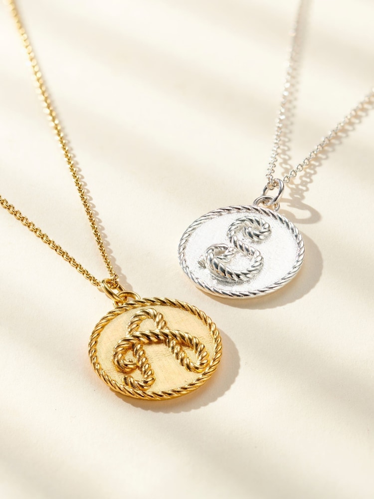 Posh Totty Designs Gold Plated Rope Initial Disc Necklace - Image 2 of 4