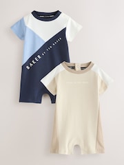 Baker by Ted Baker 2 Pack Colourblock Rompers - 圖片 1/9