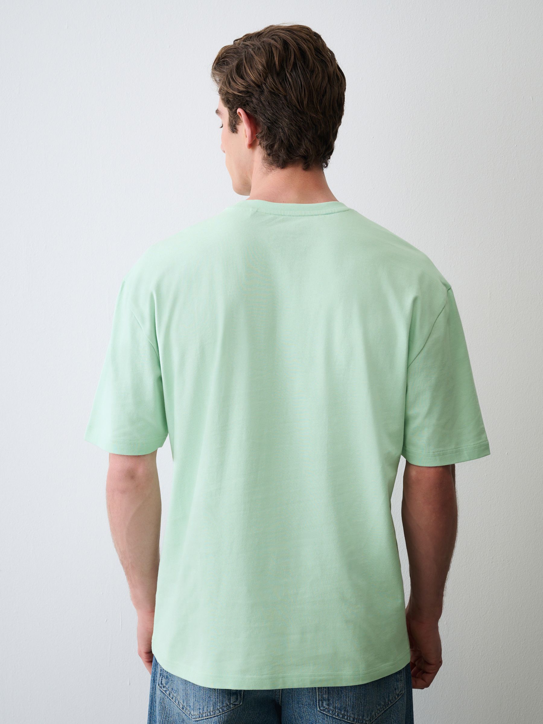 Buy Mint Green Relaxed Fit Graphic Print Heavy Weight T-Shirt from