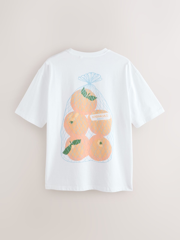Laranjas Ecru - Ajuste descontraído - Camiseta Print gráfica e peso pesado - Imagem 1 de 4