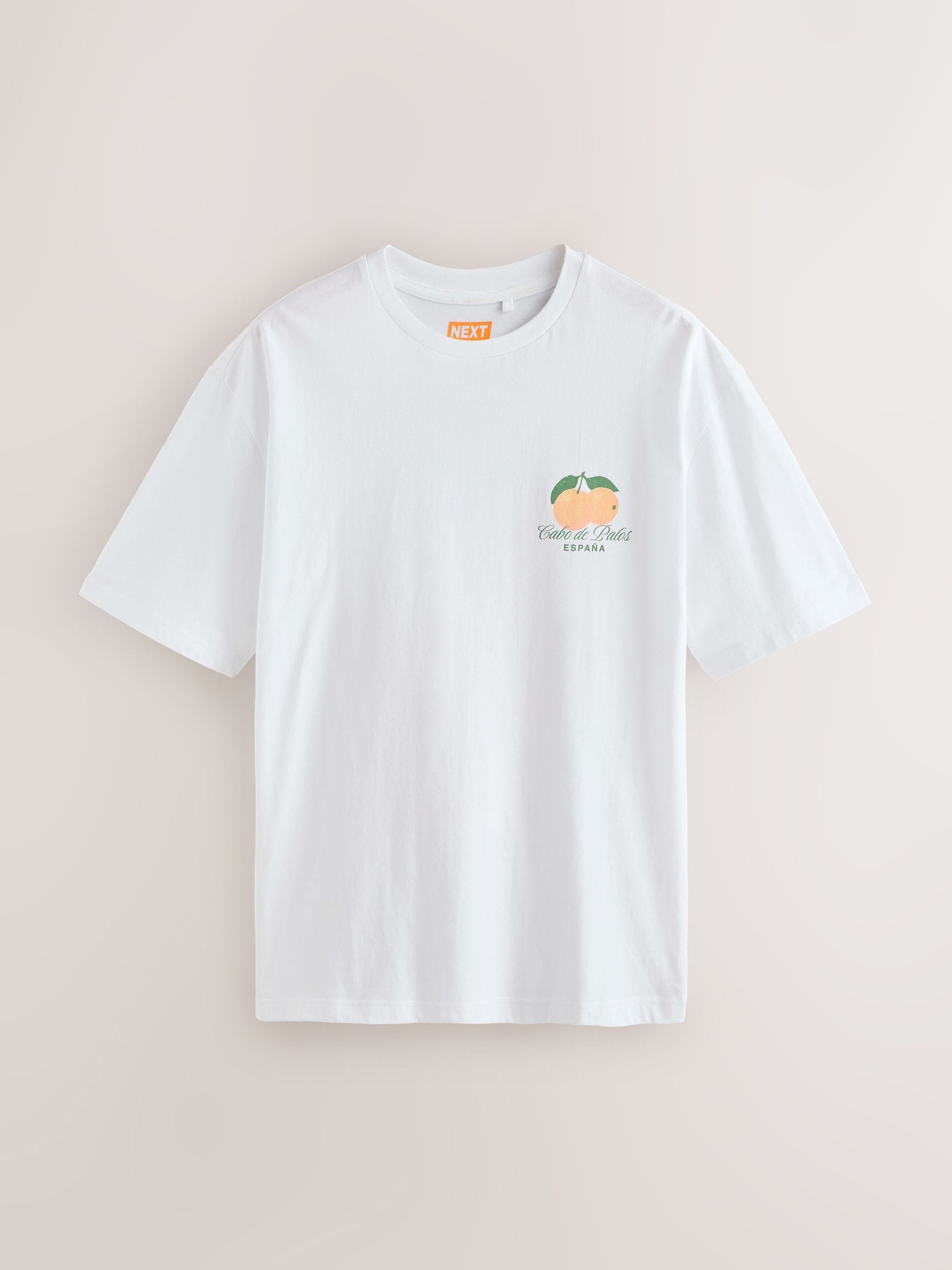 Buy Ecru Oranges Relaxed Fit Graphic Print Heavy Weight T-Shirt