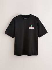 Black Japan Tennis Relaxed Fit Graphic Print Heavy Weight T-Shirt - Image 7 of 10