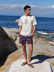White Palm Tree Regular Fit Graphic Print Slub T-Shirt - Image 2 of 8