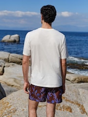 White Palm Tree Regular Fit Graphic Print Slub T-Shirt - Image 3 of 8