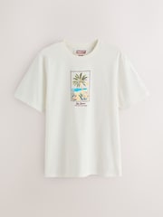 White Palm Tree Regular Fit Graphic Print Slub T-Shirt - Image 5 of 8