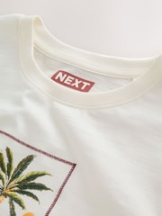 White Palm Tree Regular Fit Graphic Print Slub T-Shirt - Image 6 of 8