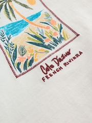 White Palm Tree Regular Fit Graphic Print Slub T-Shirt - Image 7 of 8