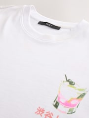White Relaxed Fit Graphic Print Heavy Weight T-Shirt - Image 10 of 11