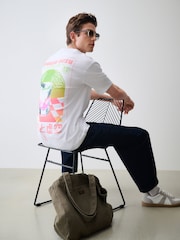 White Relaxed Fit Graphic Print Heavy Weight T-Shirt - Image 4 of 11