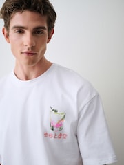 White Relaxed Fit Graphic Print Heavy Weight T-Shirt - Image 6 of 11