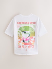 White Relaxed Fit Graphic Print Heavy Weight T-Shirt - Image 9 of 11