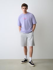 Lilac Purple Relaxed Fit Graphic Print Heavy Weight T-Shirt - Image 2 of 10