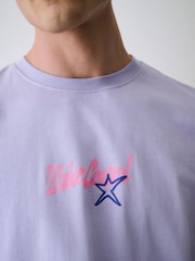 Lilac Purple Relaxed Fit Graphic Print Heavy Weight T-Shirt - Image 4 of 10