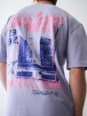 Lilac Purple Relaxed Fit Graphic Print Heavy Weight T-Shirt - Image 6 of 10