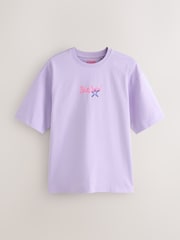 Lilac Purple Relaxed Fit Graphic Print Heavy Weight T-Shirt - Image 7 of 10