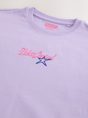 Lilac Purple Relaxed Fit Graphic Print Heavy Weight T-Shirt - Image 9 of 10
